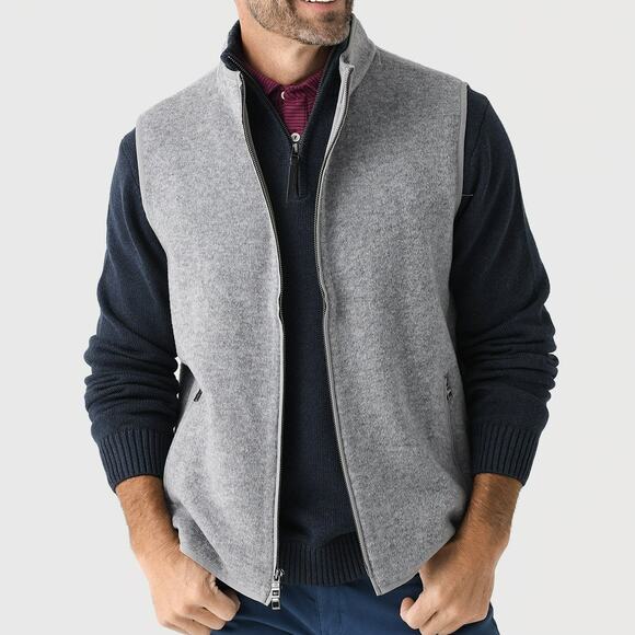 Peter Millar Wool Vest Crown Flex-Fleece Heather Gray XXL - Picture 1 of 11